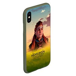 Чехол iPhone XS Max матовый Horizon Forbidden West Aloy, цвет: 3D-темно-зеленый — фото 2