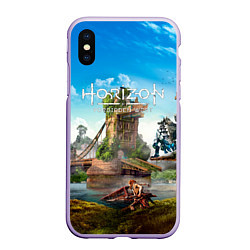 Чехол iPhone XS Max матовый Horizon Forbidden West - разрушенный мост, цвет: 3D-светло-сиреневый