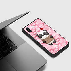 Чехол iPhone XS Max матовый Панда с сердечком love, цвет: 3D-черный — фото 2