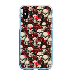 Чехол iPhone XS Max матовый Кровавые Черепа Skulls, цвет: 3D-голубой