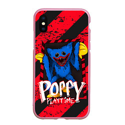 Чехол iPhone XS Max матовый Poppy Playtime RED WARNING, цвет: 3D-розовый