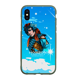 Чехол iPhone XS Max матовый Horizon Forbidden West Art, цвет: 3D-темно-зеленый