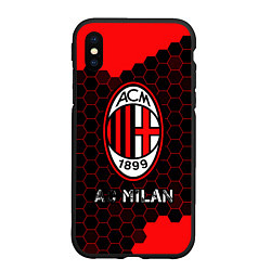 Чехол iPhone XS Max матовый МИЛАН AC Milan Соты, цвет: 3D-черный