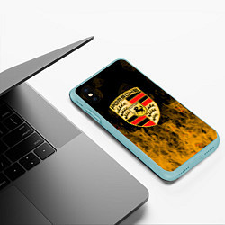 Чехол iPhone XS Max матовый Porsche порше огонь, цвет: 3D-мятный — фото 2