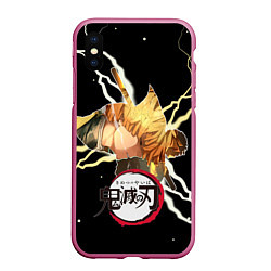 Чехол iPhone XS Max матовый КЛИНОК, РАССЕКАЮЩИЙ ДЕМОНОВ Молнии, цвет: 3D-малиновый