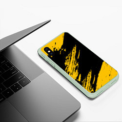 Чехол iPhone XS Max матовый BLACK AND YELLOW GRUNGE ГРАНЖ, цвет: 3D-салатовый — фото 2