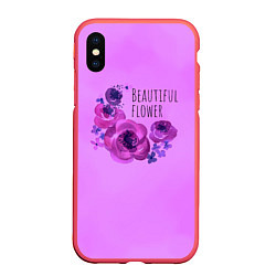 Чехол iPhone XS Max матовый Beautiful flower, цвет: 3D-красный