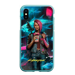 Чехол iPhone XS Max матовый Cyberpunk Ви, цвет: 3D-мятный