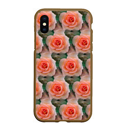 Чехол iPhone XS Max матовый Нежные розы паттерн, цвет: 3D-коричневый