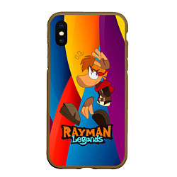 Чехол iPhone XS Max матовый Rayman Радужный фон, цвет: 3D-коричневый