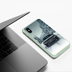 Чехол iPhone XS Max матовый Лексус - зимняя дорога!, цвет: 3D-салатовый — фото 2