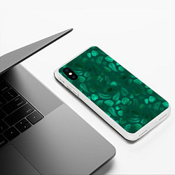 Чехол iPhone XS Max матовый Яркие зеленые листья, цвет: 3D-белый — фото 2