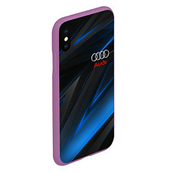 Чехол iPhone XS Max матовый AUDI NEON STRIPES GEOMETRY LINE, цвет: 3D-фиолетовый — фото 2