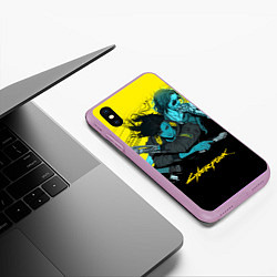 Чехол iPhone XS Max матовый Ви и Джонни Cyberpunk 2077 Vi johnny, цвет: 3D-сиреневый — фото 2