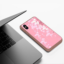 Чехол iPhone XS Max матовый Цветущая ива, цвет: 3D-коричневый — фото 2