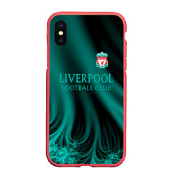 Чехол iPhone XS Max матовый Liverpool спорт, цвет: 3D-красный