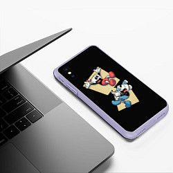 Чехол iPhone XS Max матовый Две веселые чашки Cuphead, цвет: 3D-светло-сиреневый — фото 2