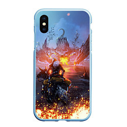Чехол iPhone XS Max матовый ELDEN RING БИТВА С ДРАКОНОМ, цвет: 3D-голубой