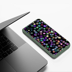 Чехол iPhone XS Max матовый Неоновые жуки, цвет: 3D-темно-зеленый — фото 2