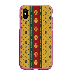 Чехол iPhone XS Max матовый Узор Gussi Man Dope Street Market, цвет: 3D-малиновый