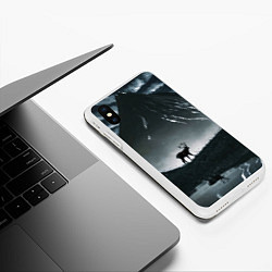 Чехол iPhone XS Max матовый Северный олень и вулкан, цвет: 3D-белый — фото 2