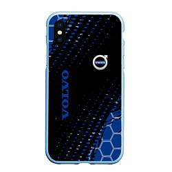 Чехол iPhone XS Max матовый Volvo - Вольво Sport соты, цвет: 3D-голубой