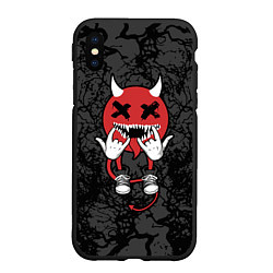 Чехол iPhone XS Max матовый Дьявольский смайлик, цвет: 3D-черный
