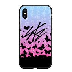 Чехол iPhone XS Max матовый Stray Kids Бабочки, цвет: 3D-черный