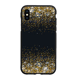Чехол iPhone XS Max матовый Золотые блестки на темном фоне Сияющий глиттер, бл, цвет: 3D-черный