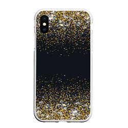 Чехол iPhone XS Max матовый Золотые блестки на темном фоне Сияющий глиттер, бл