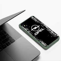 Чехол iPhone XS Max матовый Opel соты, цвет: 3D-темно-зеленый — фото 2