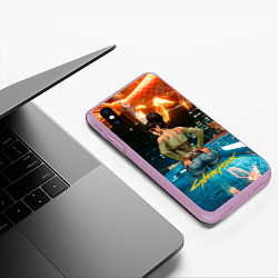 Чехол iPhone XS Max матовый Panam сзади Cyberpunk2077, цвет: 3D-сиреневый — фото 2