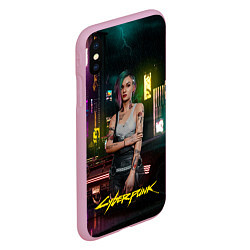Чехол iPhone XS Max матовый Judy cyberpunk2077, цвет: 3D-розовый — фото 2