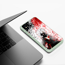 Чехол iPhone XS Max матовый Канеки Кен Брызги Краски Токийский Гуль, цвет: 3D-салатовый — фото 2