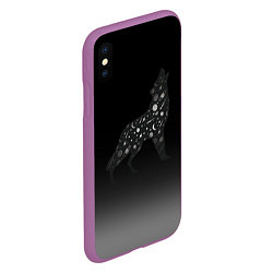 Чехол iPhone XS Max матовый Звездный черный волк, цвет: 3D-фиолетовый — фото 2