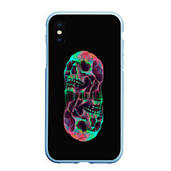 Чехол iPhone XS Max матовый Черепа близнецы, цвет: 3D-голубой