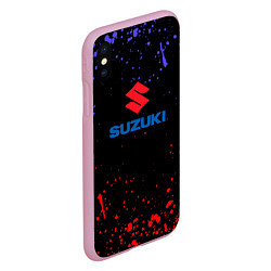 Чехол iPhone XS Max матовый SUZUKI брызги красок, цвет: 3D-розовый — фото 2