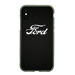 Чехол iPhone XS Max матовый Ford форд крбон, цвет: 3D-темно-зеленый