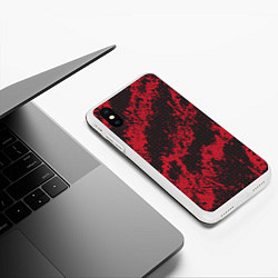 Чехол iPhone XS Max матовый КРАСНАЯ ГРЯЗЬ RED GRUNGE, цвет: 3D-белый — фото 2