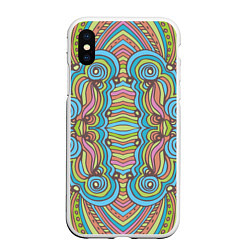 Чехол iPhone XS Max матовый Абстрактный разноцветный узор Линии, волны, полосы