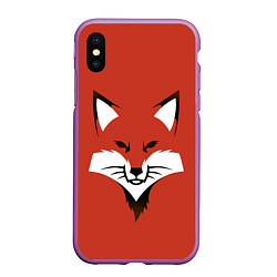 Чехол iPhone XS Max матовый Рыжая серьезная лиса, цвет: 3D-фиолетовый