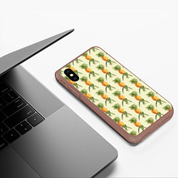 Чехол iPhone XS Max матовый Побеги ананасов, цвет: 3D-коричневый — фото 2