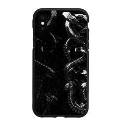 Чехол iPhone XS Max матовый Змеиный Паттерн Snake Black, цвет: 3D-черный