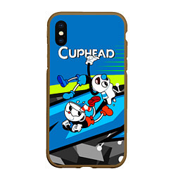 Чехол iPhone XS Max матовый 2 чашечки cuphead, цвет: 3D-коричневый