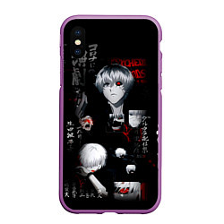 Чехол iPhone XS Max матовый Токийский Гуль Иероглифы Tokyo Ghoul, цвет: 3D-фиолетовый