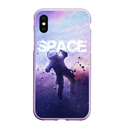 Чехол iPhone XS Max матовый Space walk, цвет: 3D-сиреневый
