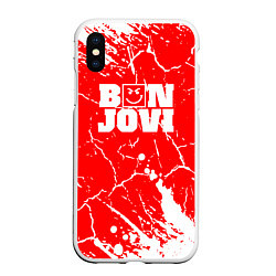 Чехол iPhone XS Max матовый Bon jovi Трещины, цвет: 3D-белый