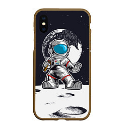 Чехол iPhone XS Max матовый Космонавт - каратист, цвет: 3D-коричневый
