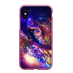 Чехол iPhone XS Max матовый Neon space pattern 3022