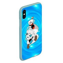 Чехол iPhone XS Max матовый Две чашечки Cupheadг, цвет: 3D-мятный — фото 2